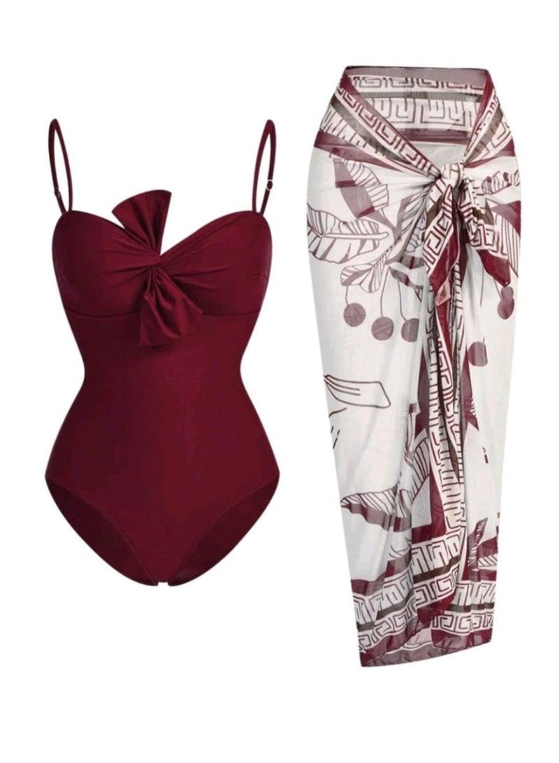 SHEIN-Swim Oasis 2pc Women Solid Color Slim-Fit Camisole - Image 1